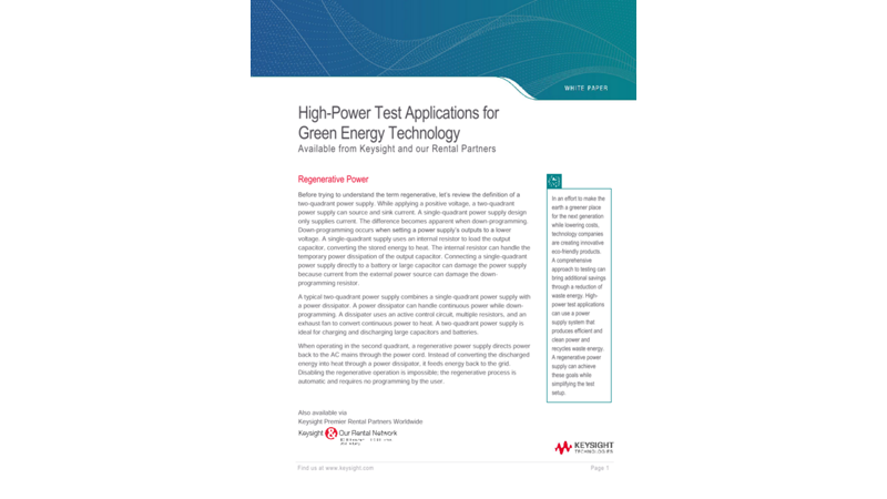 High-Power Test Applications for Green Energy Technology